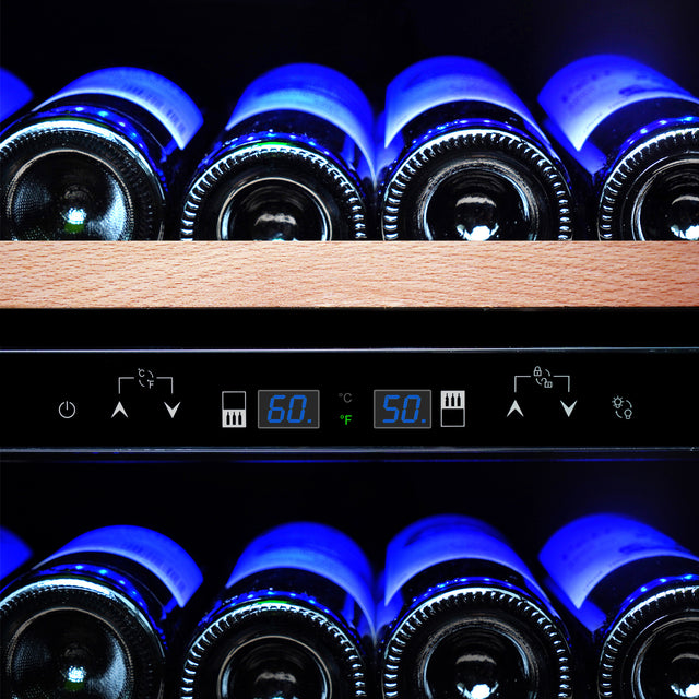 SOTOLA 15 Dual Zone Inch Wine Cooler Refrigerators 28 Bottle Fast Cooling Low Noise Wine Fridge with Professional Compressor Stainless Steel, Digital Temperature Control Screen Built-in or Freestandin