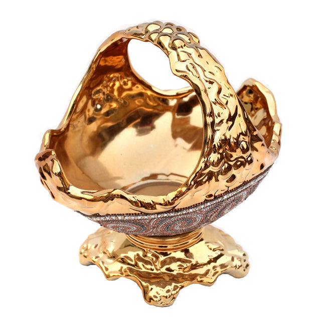 Ambrose Chrome Plated Crystal Embellished Ceramic Fruit Platter