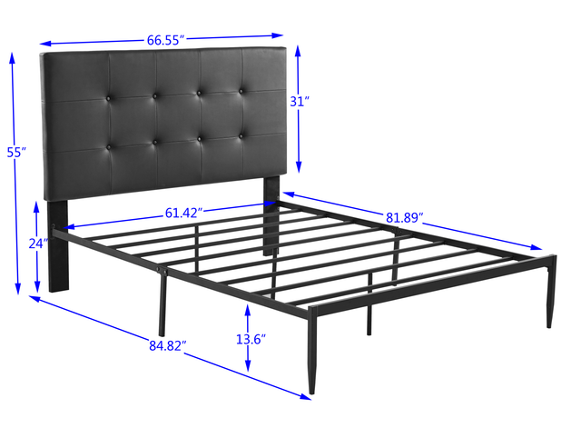 B112 Queen bed PVC cover haedboard with Sponge interlayer.  Strong iron frame with high temperature paint