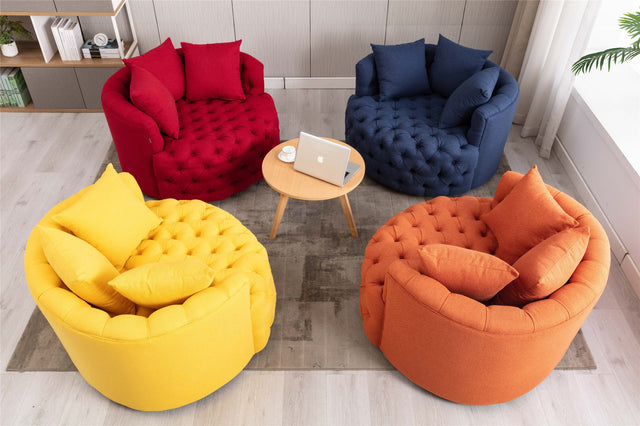 Modern  Akili swivel accent chair  barrel chair  for hotel living room / Modern  leisure chair  Navy  fabric