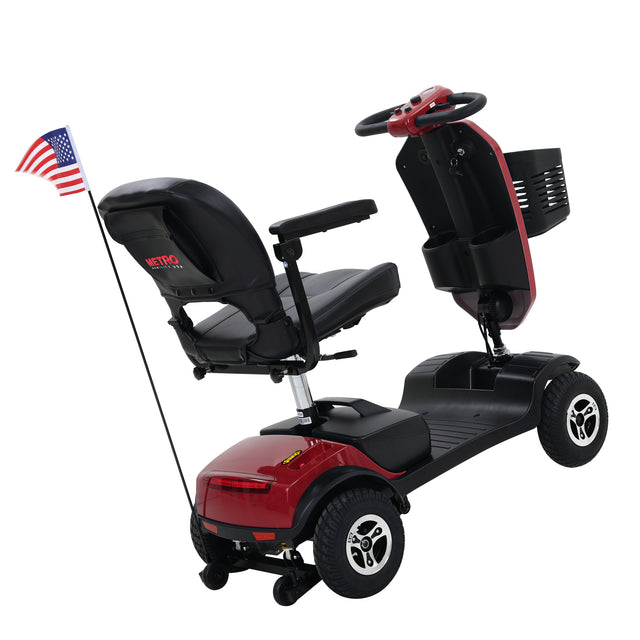 W429S00032 PATRIOT RED Outdoor compact mobility scooter with windshield
