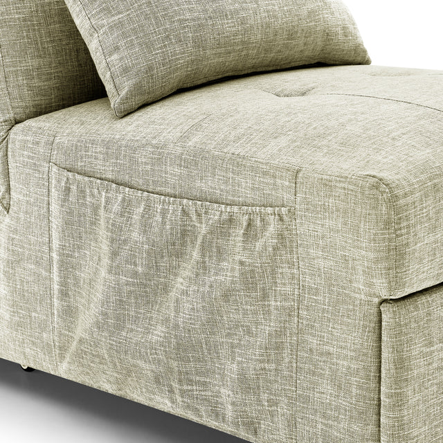 Folding Ottoman Sleeper Sofa Bed, 4 in 1 Function, Work as Ottoman, Chair ,Sofa Bed and Chaise Lounge for Small Space Living, Begie (44” x 26” x 33”H)