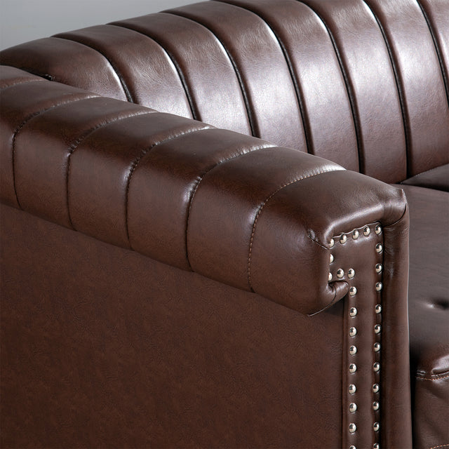 83.66" Width Traditional  Square Arm removable cushion 3 seater Sofa