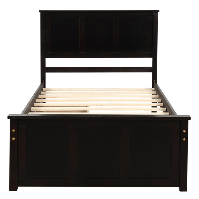 Platform Storage Bed, 2 drawers with wheels, Twin Size Frame, Espresso (New SKU：WF283062AAP)