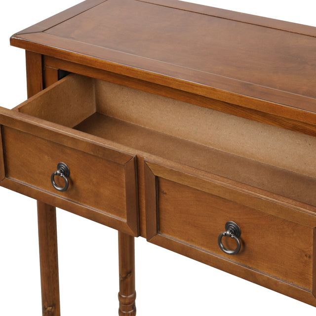 TREXM Console Table Sofa Table for Entryway with Drawers and Long Shelf Rectangular (Antique Walnut)