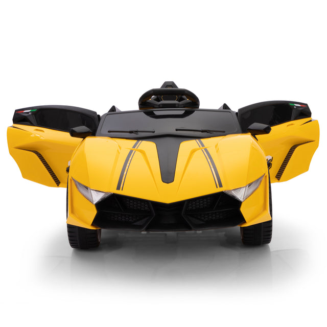 Kids Ride on Car, 12V Battery Powered Sports Vehicle with 2.4G RC, Music, LED Lights, Toddler Electric Car for Indoor Outdoor Play, 3-6 Years Old, Yellow