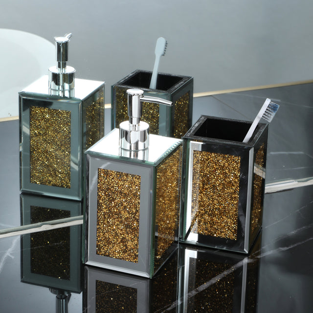 Ambrose Exquisite 2 Piece Square Soap Dispenser and Toothbrush Holder