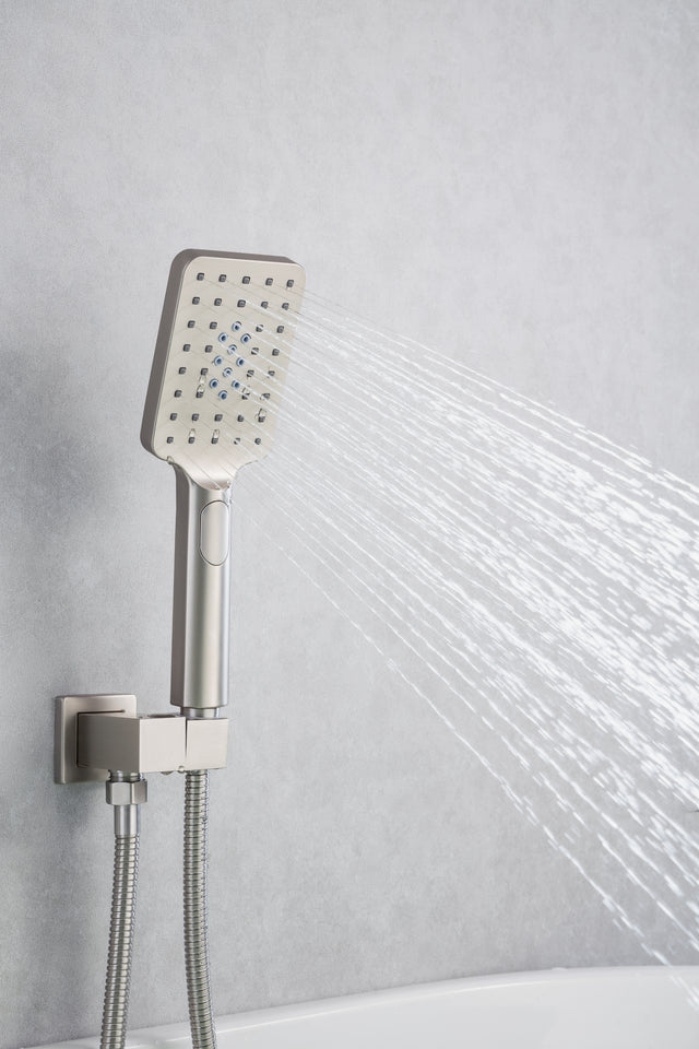 Waterfall Tub Faucet Wall Mount Roman Tub Filler Chrome Single Handle Brass Bathroom Bathtub Faucet with Hand Shower