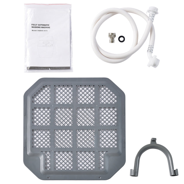 Top Loading Compact Fully Automatic Washing Machine, 1.24 Cu.ft, with LED Display, 8 Water Levels, 10 Wash Programs, Wash Schedule, Tub Air Dry, Tub Self Clean, Child Lock，Dorms, RVs, Camping