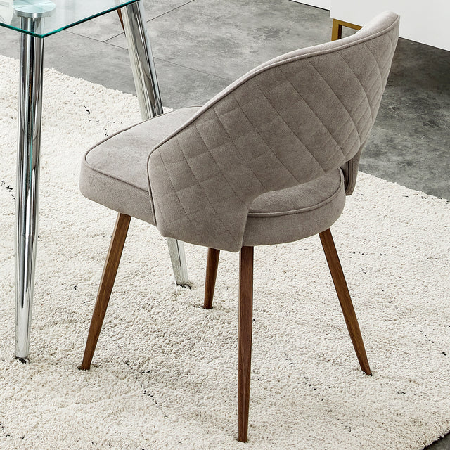 Modern Dining Chairs,Linen Accent Chair, Living Room Leisure Chairs, Upholstered Side Chair with Metal Legs for Dining Room Kitchen Vanity Patio Club Guest (Set of 1)  Grey Office Chair