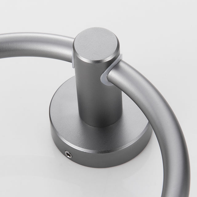 Towel Ring Gun Grey, Bath Hand Towel Ring Thicken Space Aluminum Round Towel Holder for Bathroom