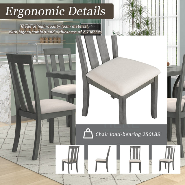 TREXM Set of 4 Dining Chairs Soft Fabric Dining Room Chairs with Seat Cushions and Curved Back  (Gray)