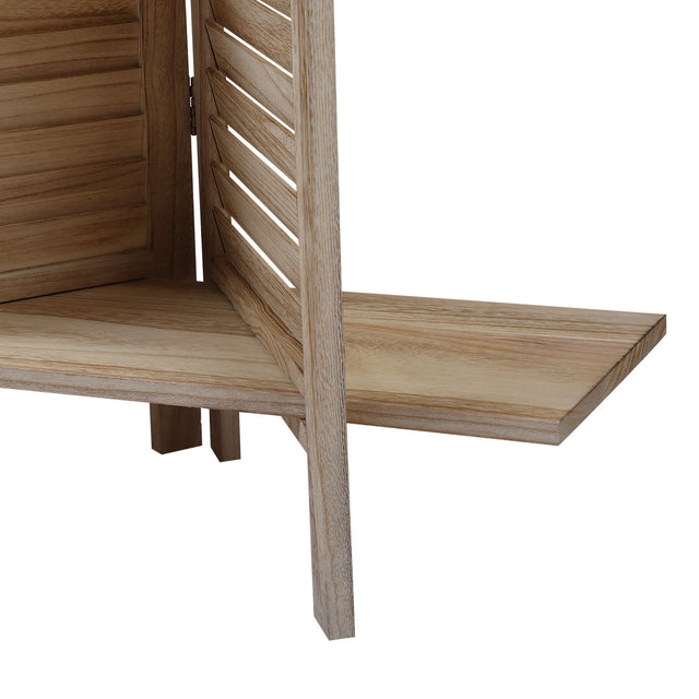 Sycamore wood 4 Panel Screen Folding Louvered Room Divider with shelving board- light burn