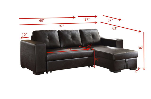 ACME Lloyd Sectional Sofa w/Sleeper in Black PU 53345