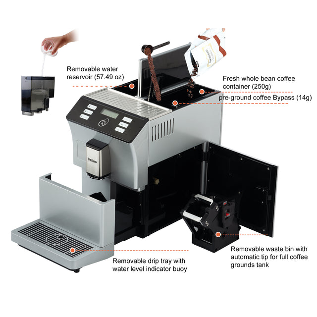Dafino-206 Super Automatic Espresso & Coffee Machine, SILVER