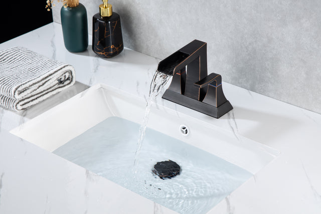 2-Handle Lavatory Faucet Brushed Nickel Bathroom Sink Faucet with Metal Pop-up Drain and Faucet Supply Lines