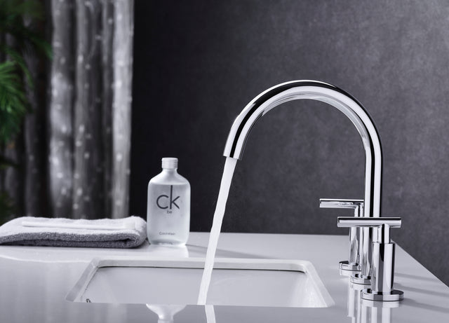 Two Handle High Arc Widespread Bathroom Sink Faucet 3 Hole