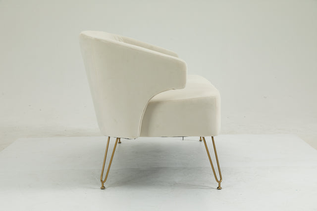 Twin Size Love seat Accent Sofa with Golden Metal Legs, Living Room Sofa with Tufted Backrest, 600 Pounds Weight Capacity