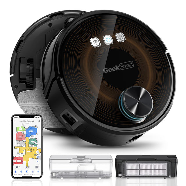 Geek Smart L8 Robot Vacuum Cleaner and Mop, LDS Navigation, Wi-Fi Connected APP, Selective Room Cleaning,MAX 2700 PA Suction, Ideal for Pets and Larger Home(Banned from selling on Amazon)