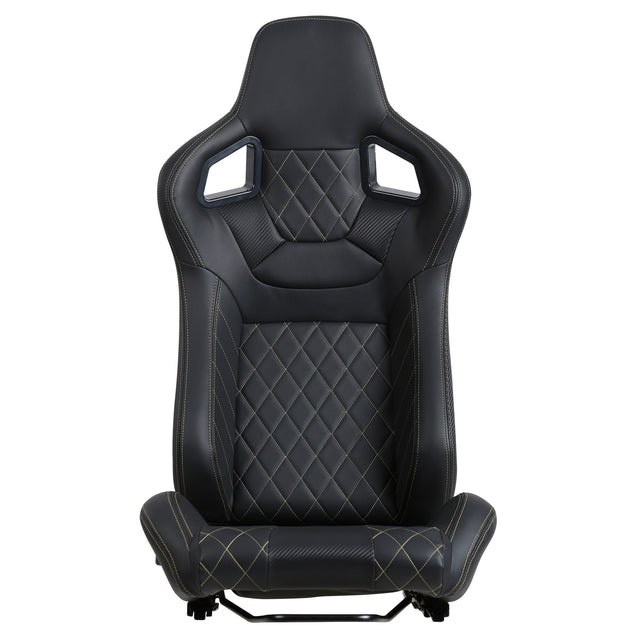 2-Piece Ergonomic Racing Seats with Adjustable Double Slides,PVC Racing Simulator Game Seats,Black