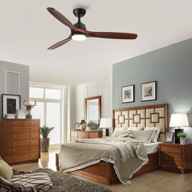 52 In.Intergrated LED Ceiling Fan Lighting with Solid Wood Blade