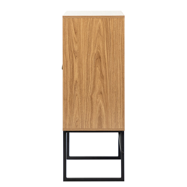 Epaphus 2-Door Accent Cabinet with interior shelves and Black Metal Base