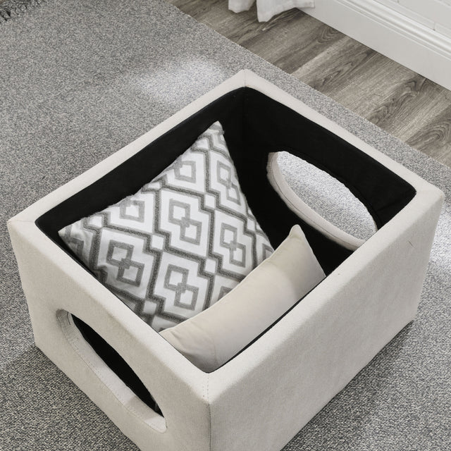 [Video] Welike 25"W Modern design hollow storage ottoman, upholstery, coffee table, two small footstools, easy storage and wide use