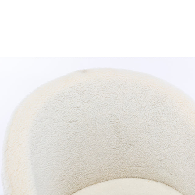 HengMing Desk Chair Faux Fur Task Chair,Modern Cute Accent Armchair  Swivel Makeup Stool for Bedroom, White