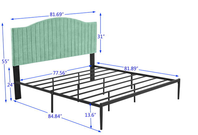 B111 King bed Beautiful line stripe cushion headboard  Strong iron frame with high temperature paint