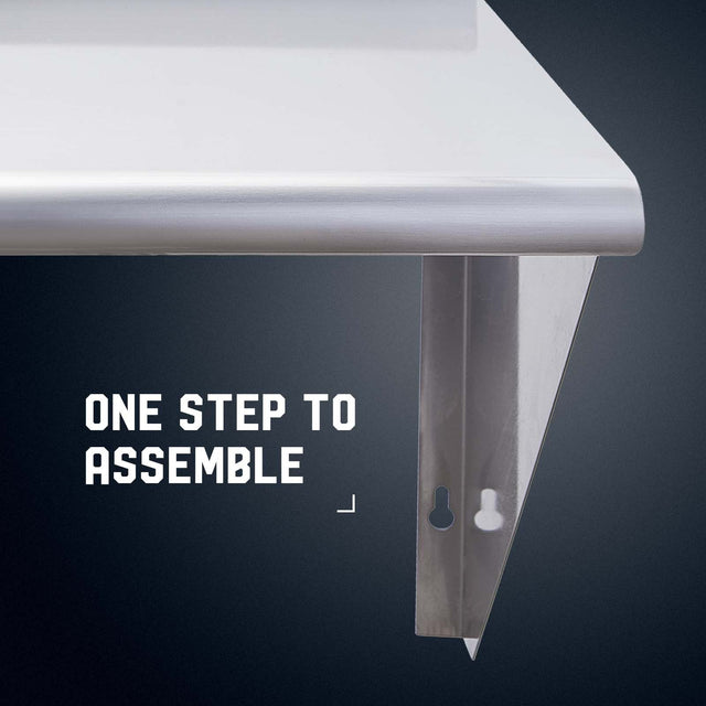 Stainless Steel Shelf 12 x 24 Inches,250lb, Wall Mount Floating Shelving for Restaurant, Kitchen, Home and Hotel