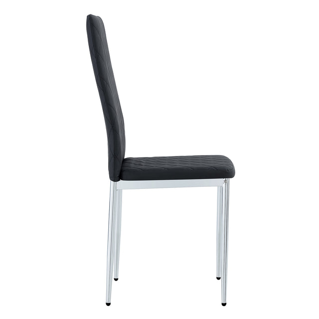 Glass dining table, dining chair set, 4 black dining chairs and 1 dining table Table size 47 "W x 29" D x 30 "H