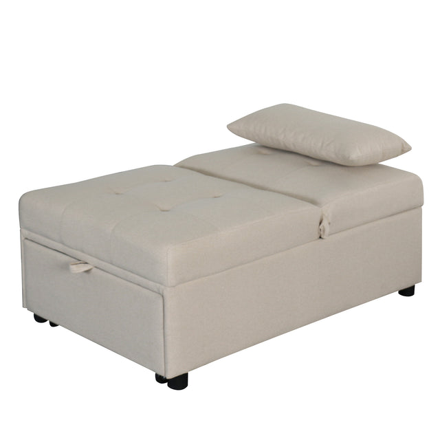 Folding Ottoman, Sofa Bed, Chair (Beige)