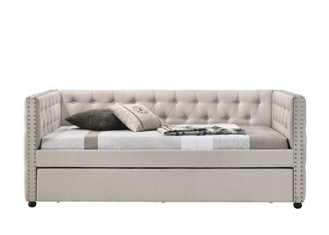 ACME Romona Full Daybed & Twin Trundle , Beige Fabric 39445