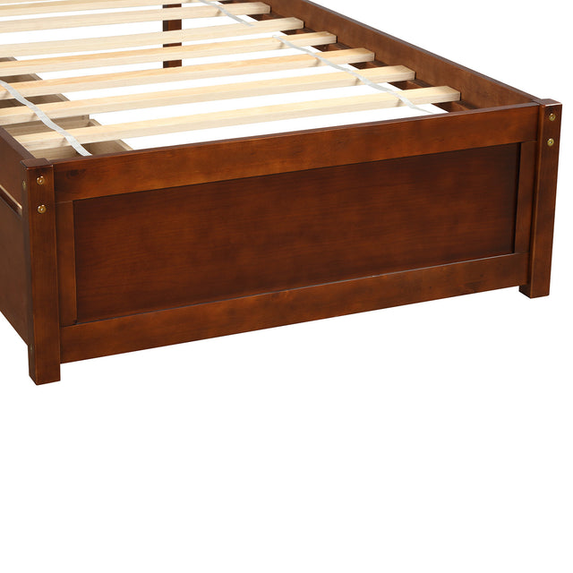 Twin Platform Storage Bed Wood Bed Frame with Two Drawers and Headboard, Walnut（Previous SKU: SF000062DAA）