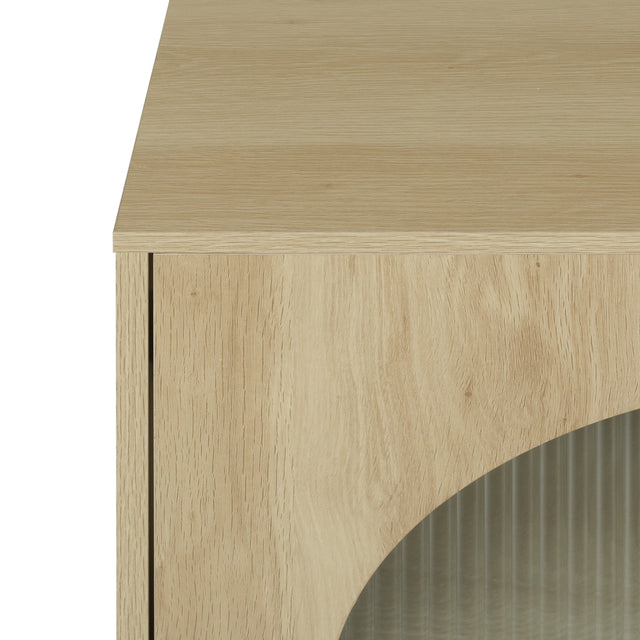 Storage Cabinet with Glass Door, No handle design,Push to open the door,Sideboard Buffet Cabinet for Kitchen,Dining Room