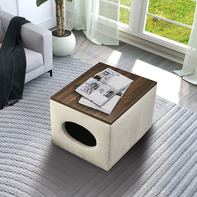 [Video] Welike 25"W Modern design hollow storage ottoman, upholstery, coffee table, two small footstools, easy storage and wide use