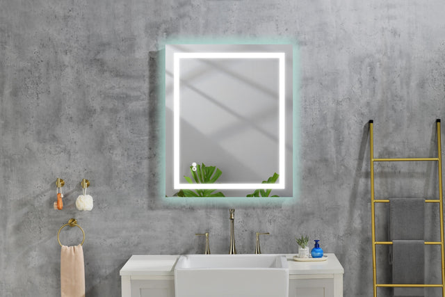 32*24 LED Lighted Bathroom Wall Mounted Mirror with High Lumen+Anti-Fog Separately Control+Dimmer Function