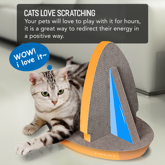 Cat Condo Scratcher Post Cardboard, Sailboat Shape Cat Scratching Board, 21.26x13.78x15.75 inch