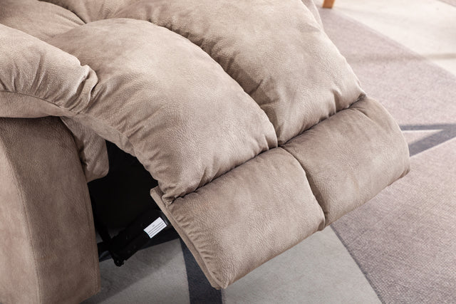 Recliner Chair Overstuffed, Manual Reclining Single Couch Wide Seat with Thickened Headrest and Back (Camel)