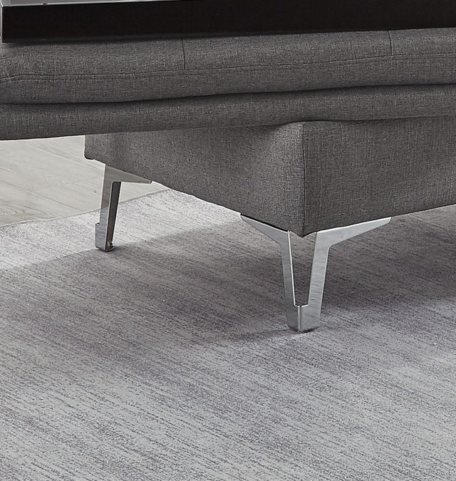 Casual Style Storage Ottoman 1pc Gray Color Fabric Upholstered Metal Legs Living Room Furniture