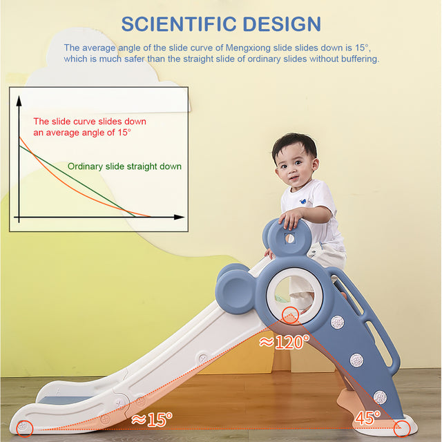 Children\'s Folding Slides with Stairs,Outdoor Small Children\'s Slide Toys Multifunctional Toys,Blue/  Toddler Folding Slide Plastic Kids Slide for Toddlers Age 1-3 Indoor Slide Children Climber Toy
