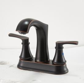 Oil Rubbed Bronze Vanity Sink Faucet,2 Handles 2 Holes 4 Inch Centerset Modern Bath Lavatory Sinks Faucets Set with Hose
