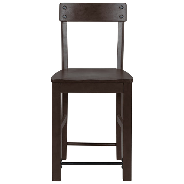 TREXM Counter Height Dining Chairs Industrial Style Wood Dining Room Chairs with Ergonomic Design, Set of 4 (Espresso)