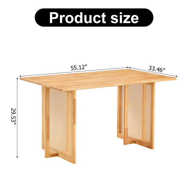 Dining Table.Chinese-style Rural Retro MDF Dining Table, Simple Modern Imitation Rattan Dining Table, Wooden Dining Table, Office Table.Suitable for Dining Room, Living Room and Office