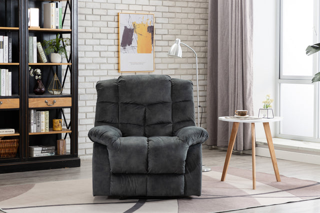 Recliner Chair Overstuffed, Manual Reclining Single Couch Wide Seat with Thickened Headrest and Back (Gray)