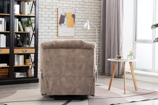 Recliner Chair Overstuffed, Manual Reclining Single Couch Wide Seat with Thickened Headrest and Back (Camel)