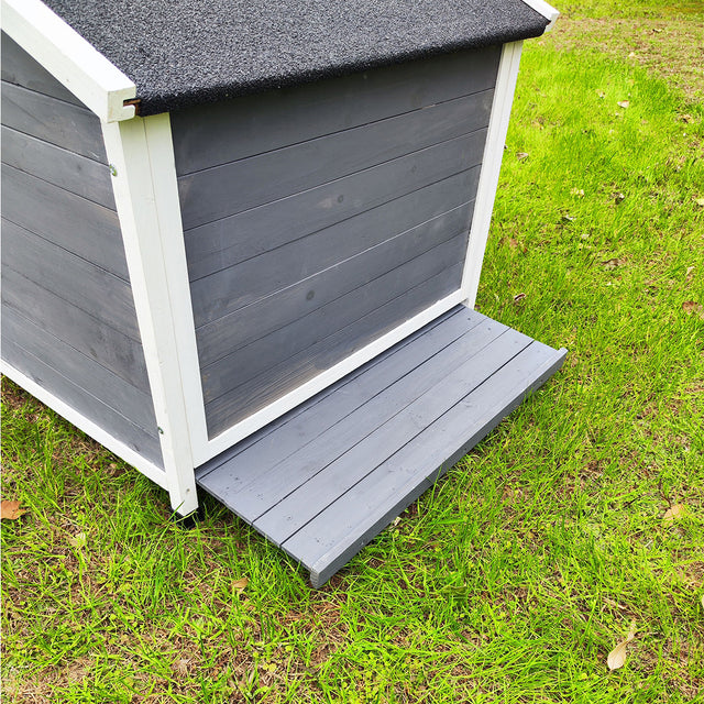 Large Outdoor Wooden Dog House, Waterproof Dog Cage, Windproof and Warm Dog Kennel with Porch Deck