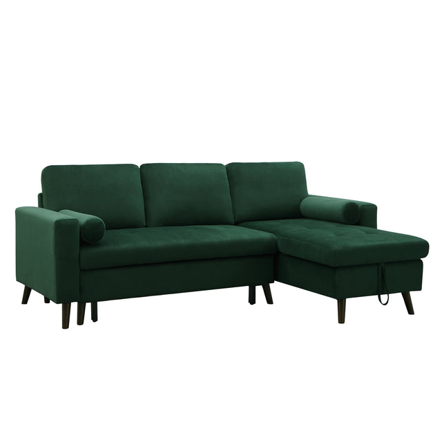 88" Reversible Pull out Sleeper Sectional Storage Sofa Bed,Corner sofa-bed with Storage Chaise Left/Right Handed Chaise