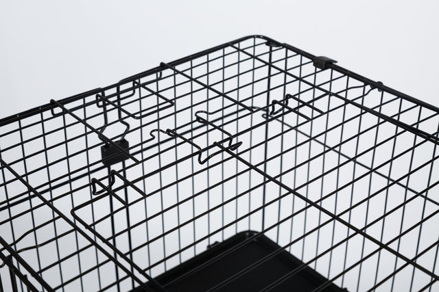 4-Tier 32"Small Animal Metal Cage Height Adjustable with Lockable Casters  Grilles Pull-out Tray for Rabbit Chinchilla Ferret Bunny Guinea Pig Squirrel Hedgehog(BLACK)(=OLD SKU:W69133214)