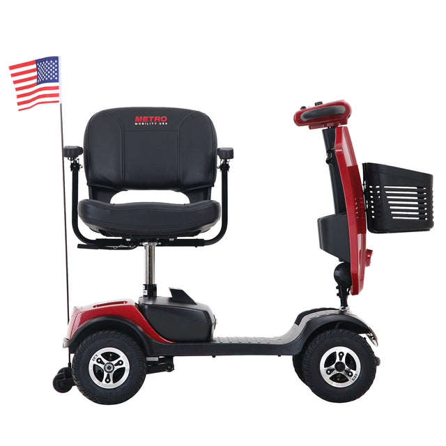 W429S00032 PATRIOT RED Outdoor compact mobility scooter with windshield